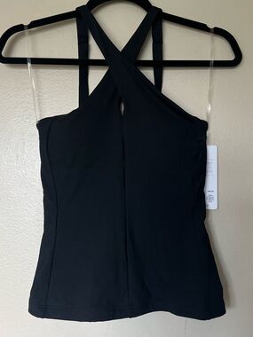 Athleta Black Crossed Tankini Top